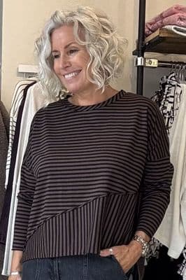 LUUKAA Top Ophelia brown/black stripe