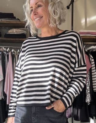 Muse Wear Jumper Edith ecru/coal stripes