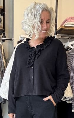 Neirami Ruched Cardigan black