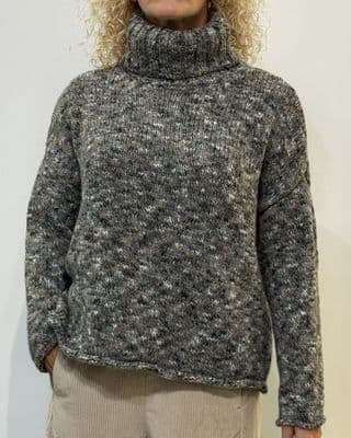 Neirami Tweed Polo Sweater pesto