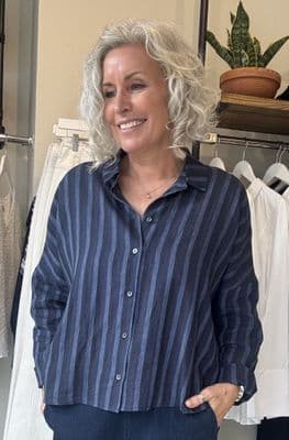 Oska Blouse 617 navy stripe