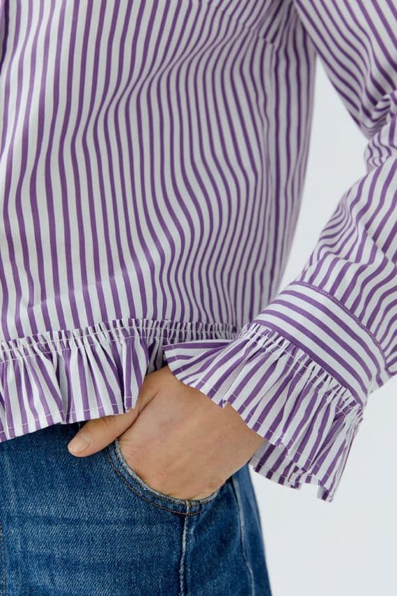 Oui Blouse violet/white stripe