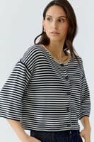 Oui Cardigan dark blue/white