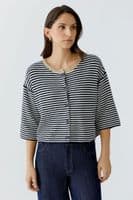 Oui Cardigan dark blue/white