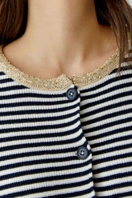 Oui Cardigan dark blue/white