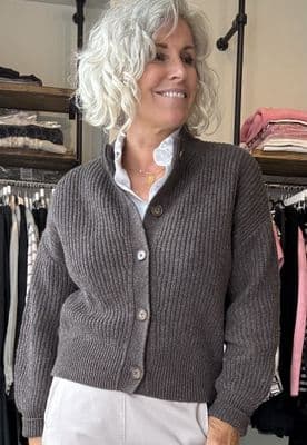 Oui Cardigan taupe melange