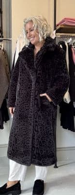 Oui Coat dark brown grey-black animal