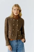 Oui Jacket dark camel/black