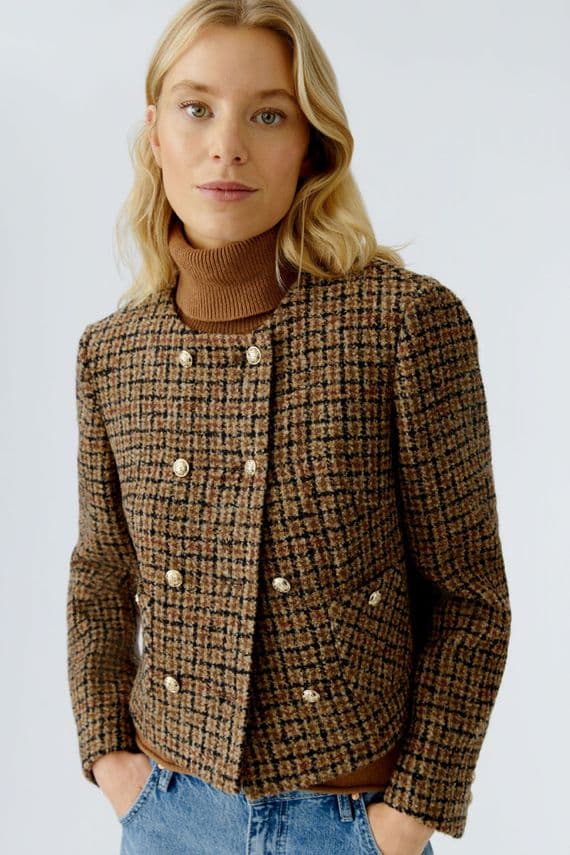Oui Jacket dark camel/black