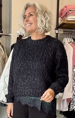 Oui Jumper black/green