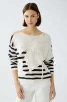 Oui Jumper white blue