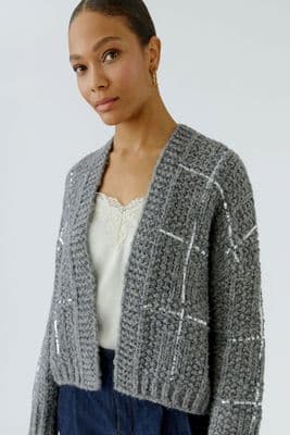 Oui Knitted Jacket steel grey