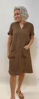 Oui Linen Dress partridge