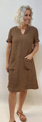 Oui Linen Dress partridge