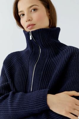 Oui Quarter Zip Jumper navy