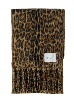 Oui Scarf camel/grey leopard