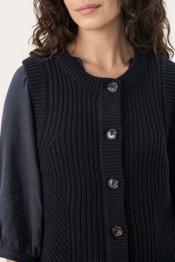 Part Two Knitted Waistcoat Noemie dark navy