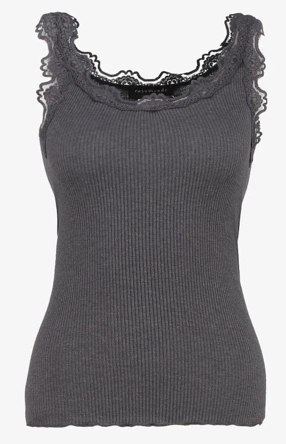 Rosemunde Vest Babette dark grey melange - Dark Grey Melange, 70% Silk 30%Cotton, L