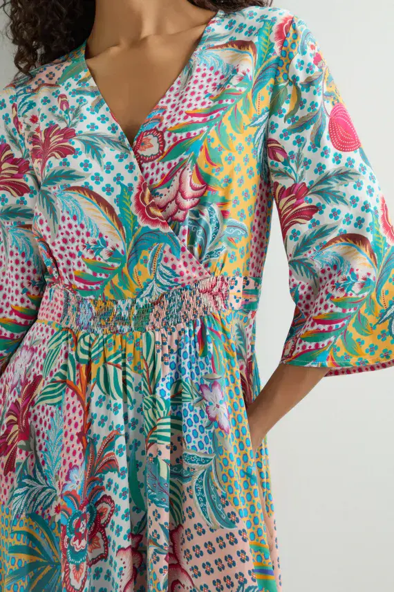 Sahara Botanical Patchwork Dress