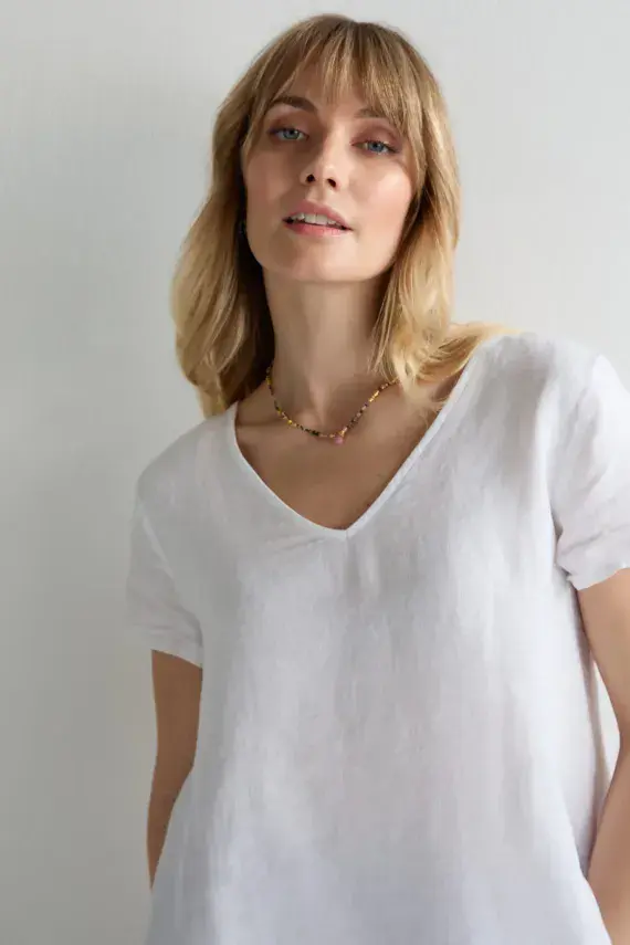 Sahara Button Back Linen Top white