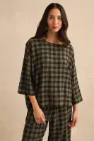 Sahara Check Boxy Top khaki/grey