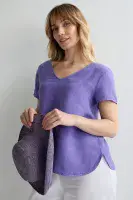 Sahara Linen Button Back Top dahlia
