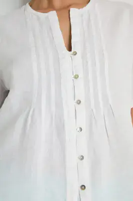 Sahara Linen Pleat Shirt white