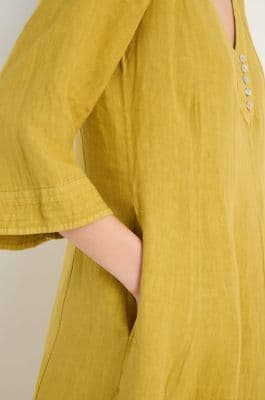 Sahara Linen Seam Flare Dress golden