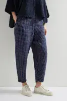 Sahara Linen Space Dye Check  Bubble Trouser night multi