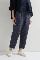 Sahara Linen Space Dye Check  Bubble Trouser night multi