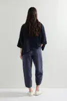 Sahara Linen Space Dye Check  Bubble Trouser night multi