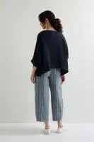 Sahara Viscose Stripe Bubble Trouser navy