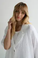 Sahara Waffle Linen Boxy Jacket white