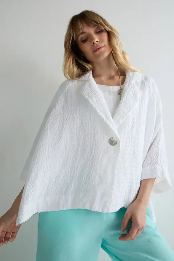 Sahara Waffle Linen Boxy Jacket white