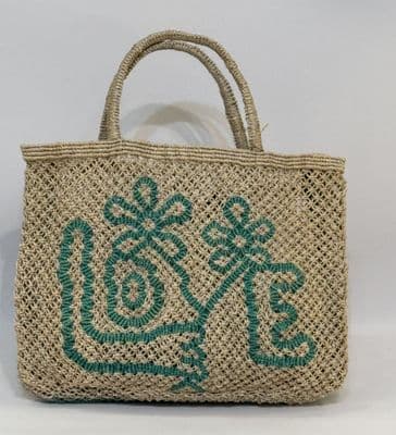 The Jacksons ‘Flower Love’ Small bag natural/turq
