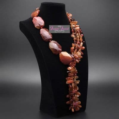African fire agate Gemstone Necklace