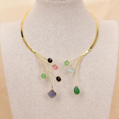 Agate Gemstones cuff Neckpiece