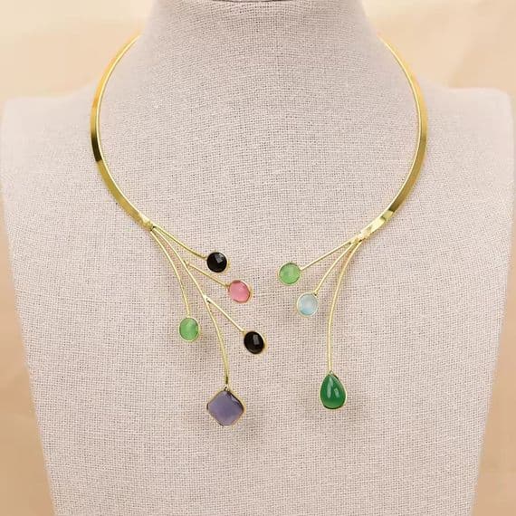 Agate Gemstones cuff Neckpiece