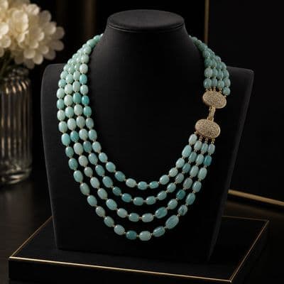 Amazonite beaded quartz gemstone set