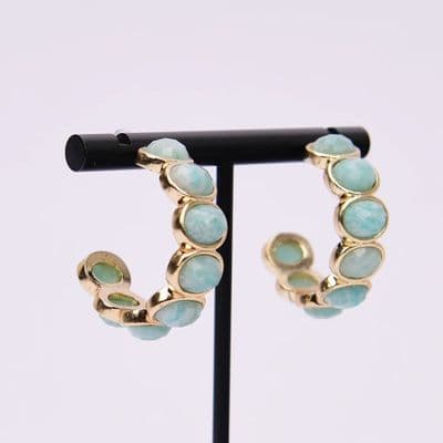 Amazonite  minimalist hoop earrings