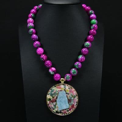 Aquamarine jade Gemstone Necklace