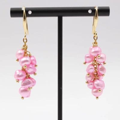 Baby pink potato pearl earrings