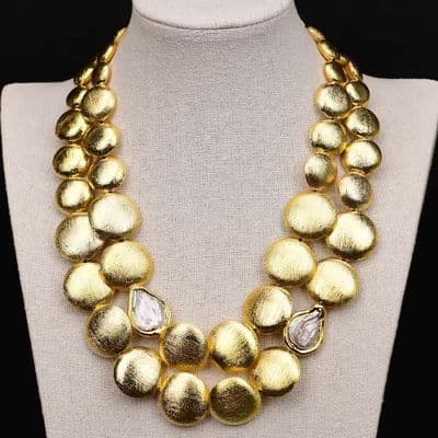 Beaded Brushed gold Fashion Neckpiece