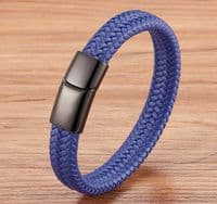 Blue & Black men’s leather bracelet
