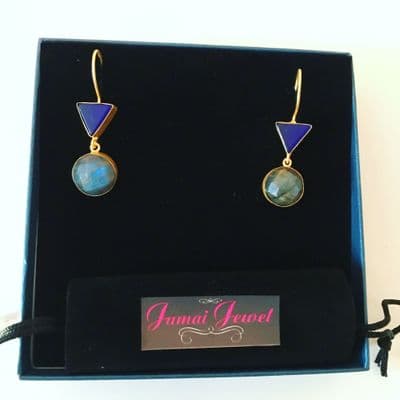blue labradorite dangle gemstone earrings