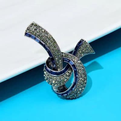 Blue Ribbon design Brooch