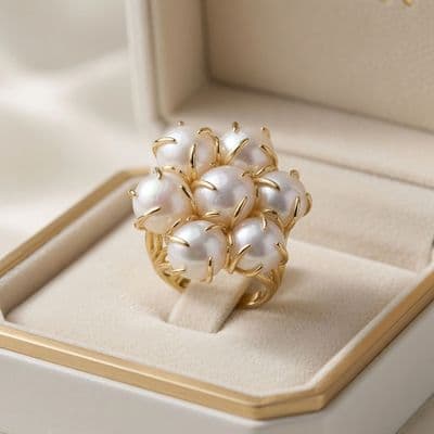 Bold cocktail pearl ring
