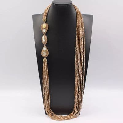 Caramel Beaded Gold Necklace