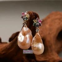 Coloured crystal baroque pearl earrings