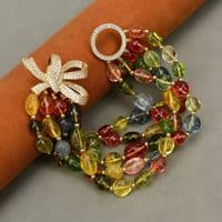 Coloured crystals Necklace and Bracelet set